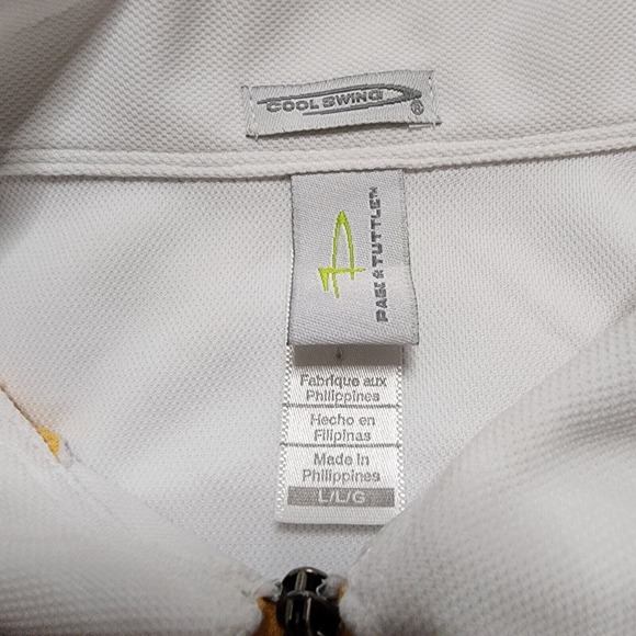 Page & Tuttle CoolSwing Golf Polo Solid White Yellow Shoulder Accent Women's L - Picture 7 of 7